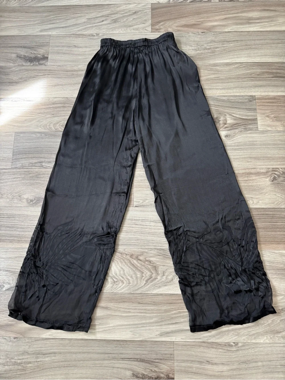 Vintage O.Colourful Silk Pants Velvet Burnout Detail Size Small Whimsigoth